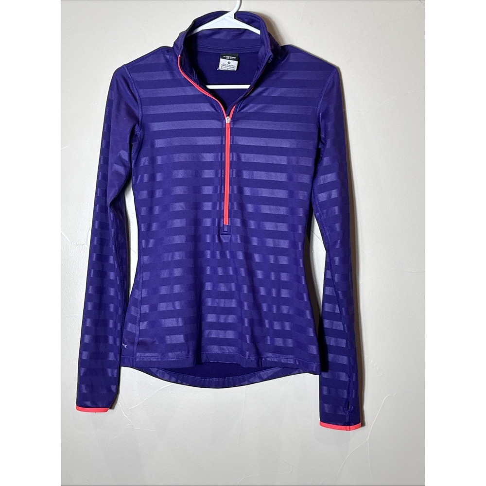 Nike Pro Dri Fit 1/2 Zip Pullover Top Womens Medium Multicolor Running Thumbhole